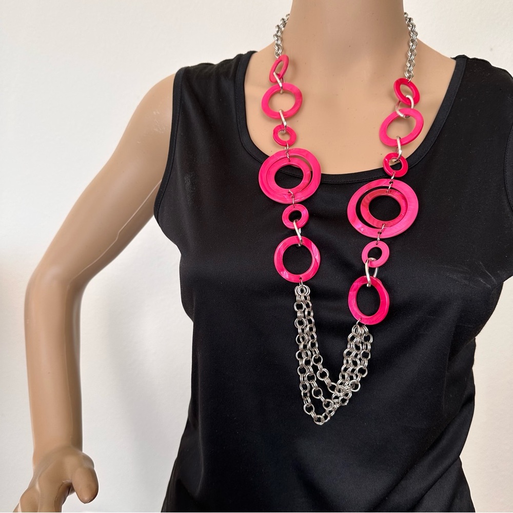 Bold pink costume jewelry 33”